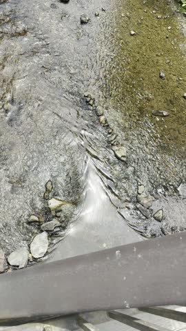 Water running downstream in a river