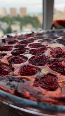 Cutting Fresh Homemade Strawberry Pie