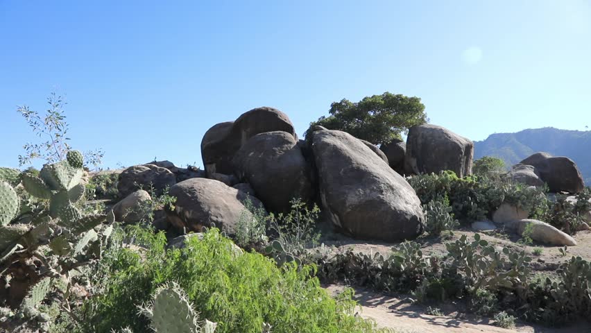 Massive rounded granite boulders formed by spheroidal weathering in the Tigray highlands, Ethiopia.