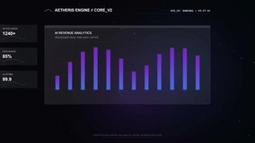 Digital dashboard displaying artificial intelligence data analytics with moving bar graphs and business performance metrics on a dark tech screen. - Powered by Shutterstock - Get 15% off with code: PIKWIZARD15