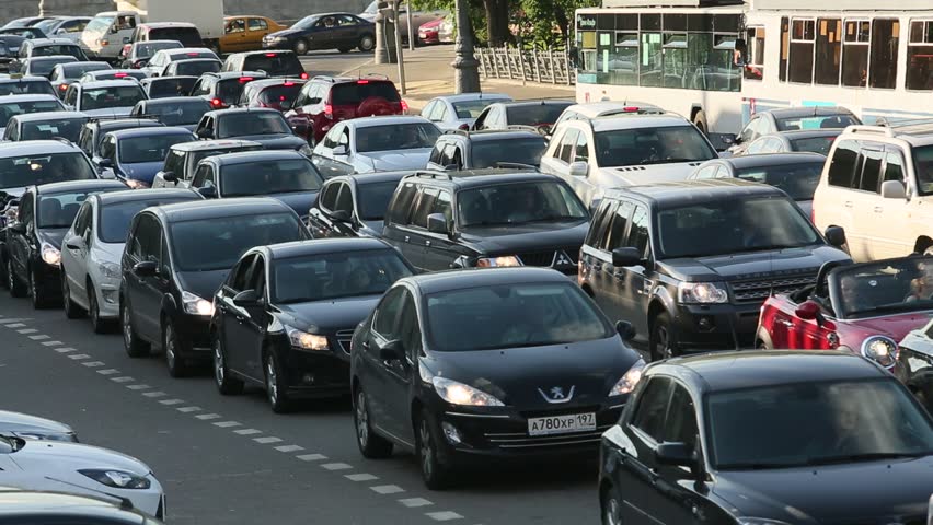 MOSCOW - JUNE 13: Cars stands in traffic jam on the city center, June 13, 2013,