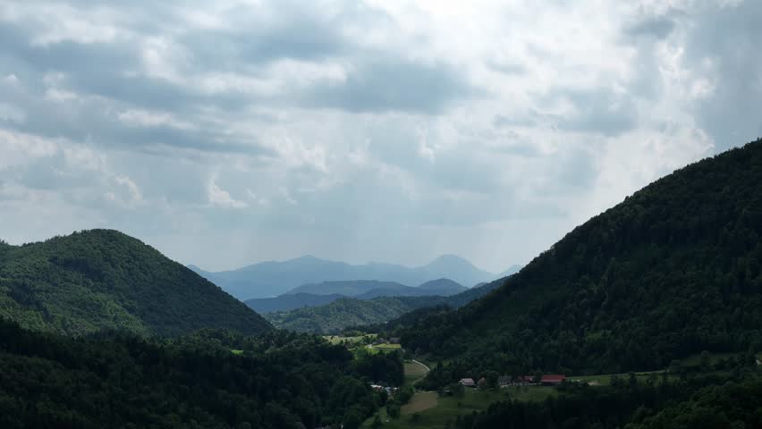 Scenic aerial view of Italian mountain valley