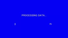 Retro TV screen showing processing data message with loading bar on blue background, seamless loop - Powered by Shutterstock - Get 15% off with code: PIKWIZARD15