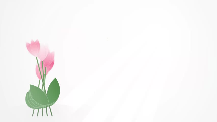 Minimalist illustration of pink tulips on a white background. Features soft-focus petals and ample copy space for graphic design, invitations, or seasonal spring greetings.