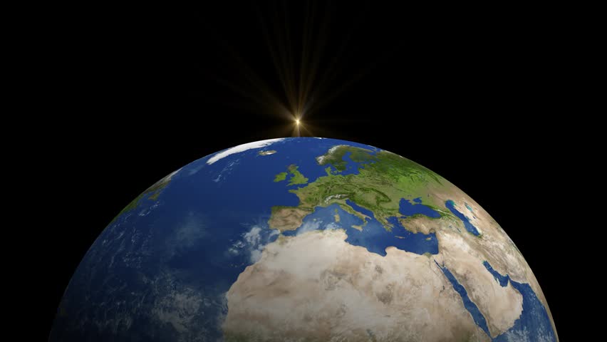  Sunrise over earth in space.