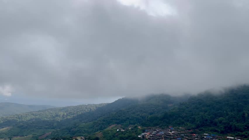 Mountain landscape with morning fog
