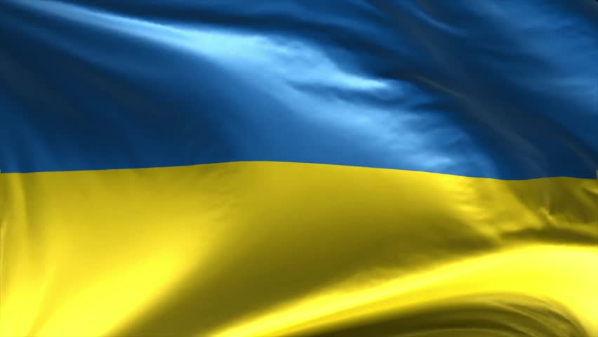 Realistic Ukraine flag waving animation loop featuring a close up of the Ukraine national fabric blowing in the wind