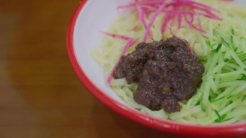 Authentic Beijing Zhajiangmian Noodles Traditional Local Cuisine in China