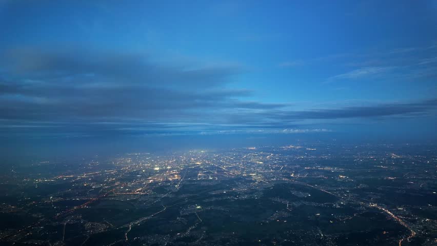 Aerial panorama of Hanoi city at night