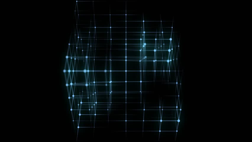 Cyber network connection structure in the form of a cube. Technology connect big data. Science background. Abstract geometric 3D objects. 3D rendering.