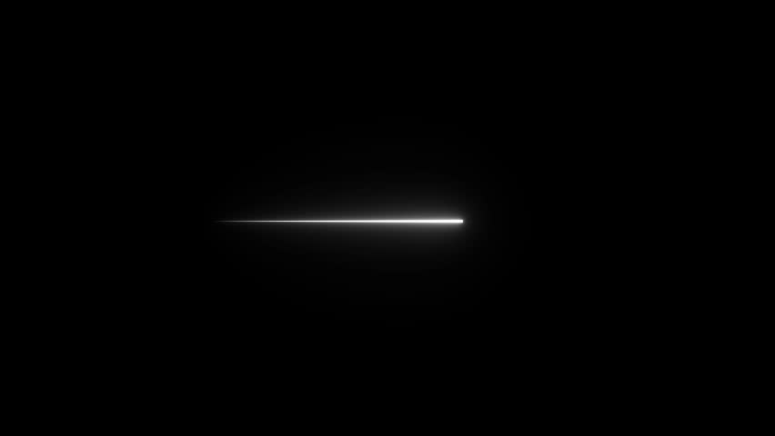 Straight white color neon laser line on a black background. glowing horizontal neon lines streaming across on the screen.
