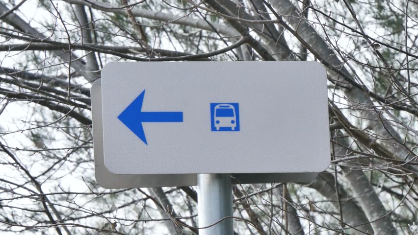 Bus stop sign near the road