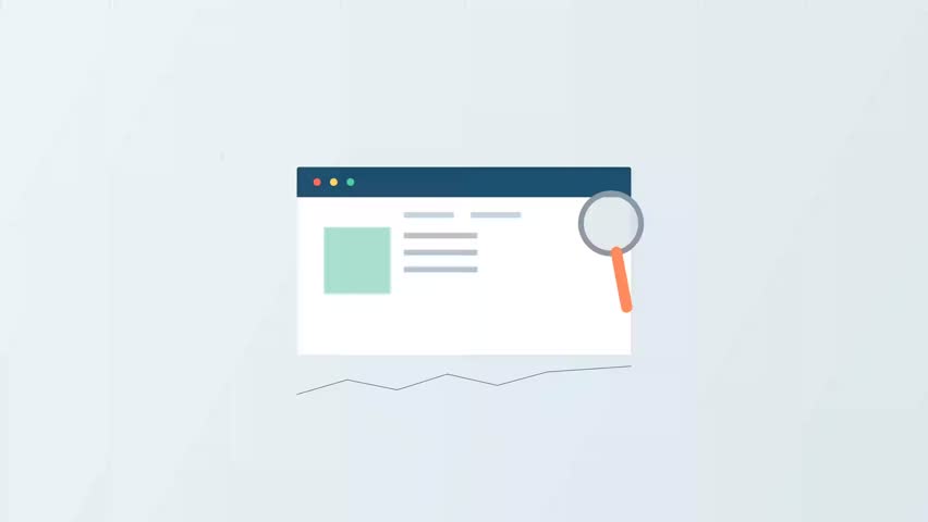 Web analytics dashboard audit animation with charts and graphs, flat vector UI motion graphic