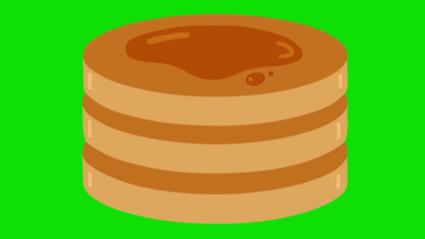 A delicious pancake meal on a plate. Green background.