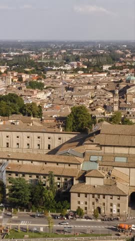 Vertical Aerial View of Parma Architecture and Historic Landmarks