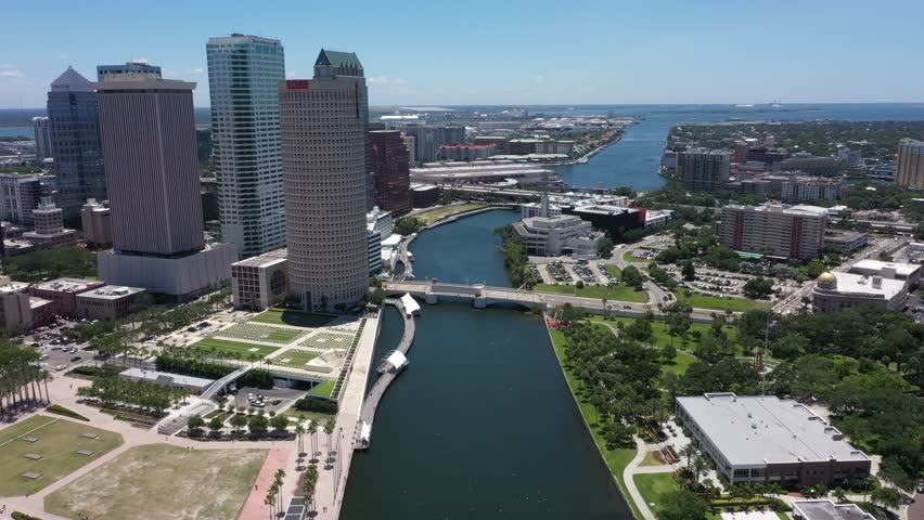 Aerial drone view of downtown Tampa