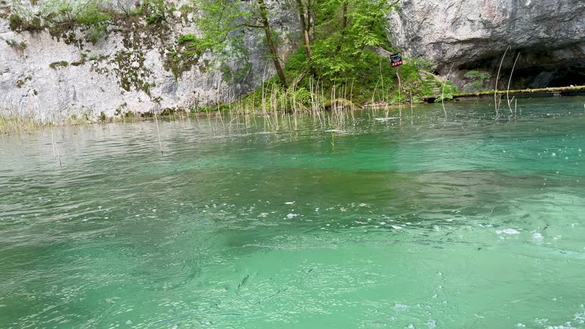 Waterfalls and Wooden Boardwalk in the Lower Lakes (Donja jezera) of Plitvice Lakes National Park, Croatia