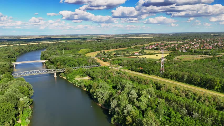 Tisza River and Algyö Railway Bridge, Hungary
