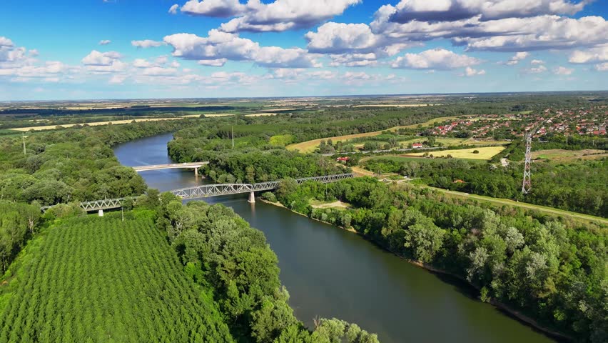 Tisza River and Algyö Railway Bridge, Hungary