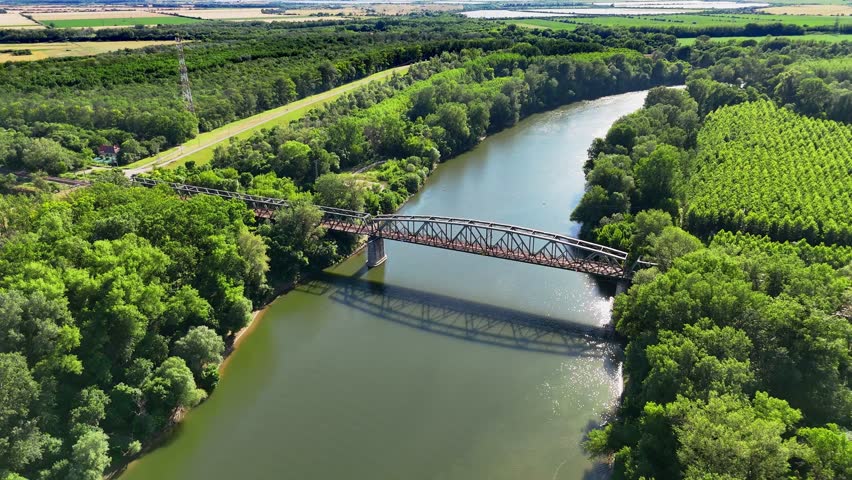 Tisza River and Algyö Railway Bridge, Hungary