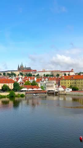 Charles Bridge and Prague Castle over the Vltava River, Prague, Czech Republic
