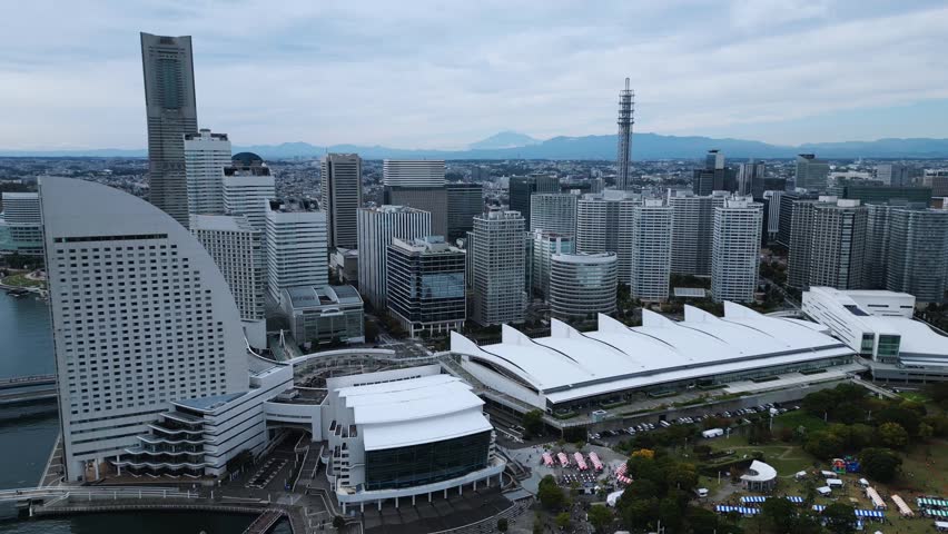 Pacifico Yokohama Convention Center And Business District Aerial Japan View