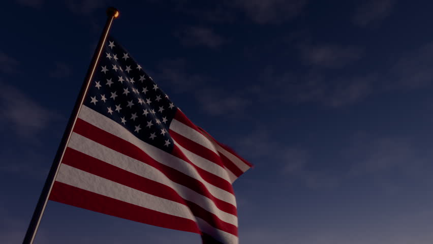Flag of the United States of America during a New Year