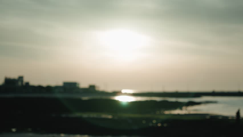 Jeju Island Beach, South Korea, Sunset, Light Pan Shot