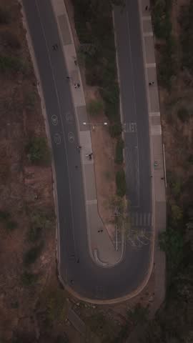 Aerial drone shot of Santiago de Chile city skyline and urban architecture, cinematic 4K b-roll.
