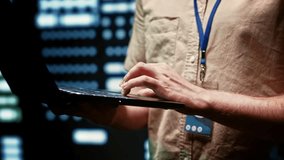 Engineer supports AI computing in a data center, connecting artificial intelligence, machine learning workloads and large scale data processing during server hub laptop. - Powered by Shutterstock - Get 15% off with code: PIKWIZARD15