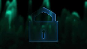 Blue padlock icon with abstract green background security grid. Cybersecurity padlock symbol for web browser password safety. Digital padlock animation for data privacy. - Powered by Shutterstock - Get 15% off with code: PIKWIZARD15