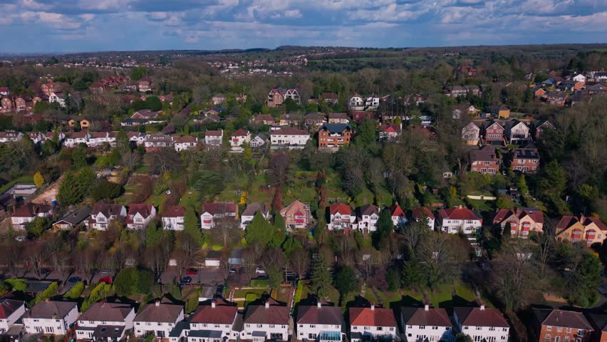 Croydon, England, Home Gardens, Street Vehicle Parking, Town Houses, Suburban Property, Aerial View