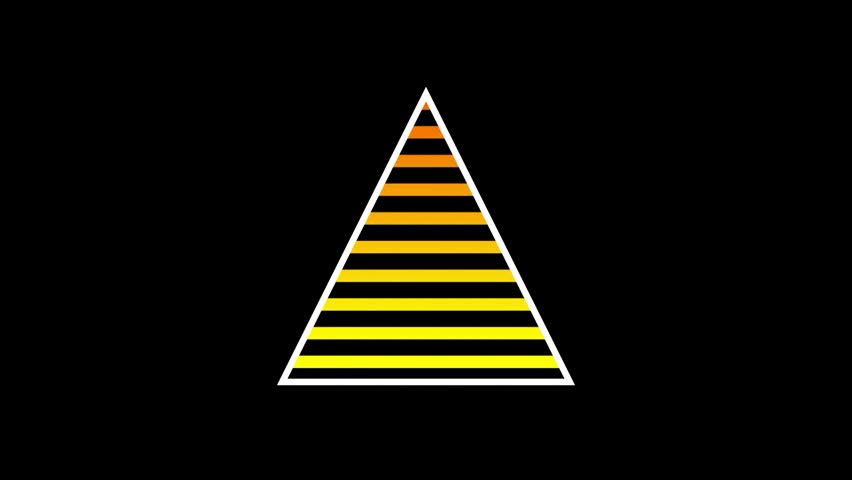 Yellow and black striped triangle icon with a bold warning style pattern glowing against a plain dark background for caution themed design element