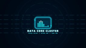 Data core cluster digital interface with glowing blue equalizer bars - Powered by Shutterstock - Get 15% off with code: PIKWIZARD15