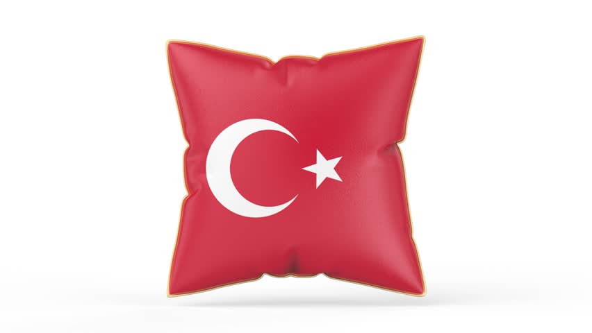 Pillow with the flag of Turkey on white background