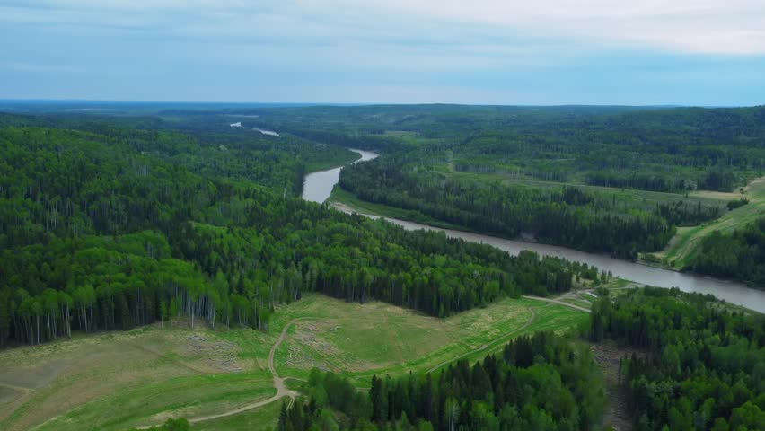 Aerial Shot of Horburg Provincial Recreation Area in Alberta, Canada