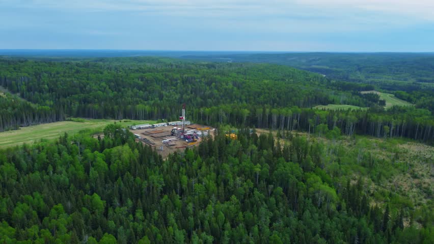 Oil Rig in a Remote Forested Area of Alberta, Canada