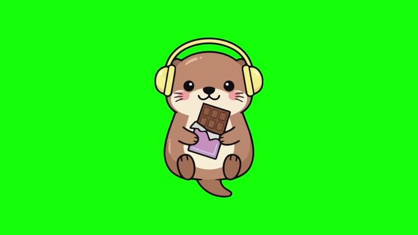 Illustration of an adorable cat character with headphones using a smartphone.