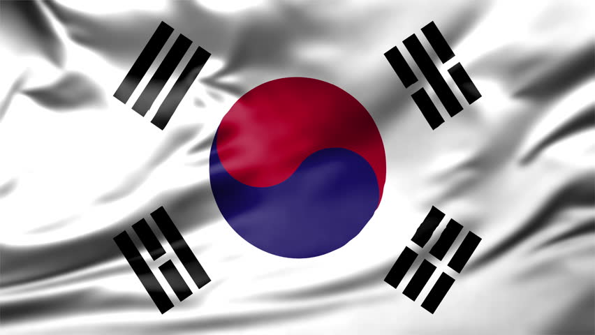Looping video showcase of the South Korea Korean National Symbol Taegeuk Close Up national flag waving with detailed fabric textures.