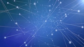 Animated Digital Network with Connected User Profile Icons on Blue Background - Powered by Shutterstock - Get 15% off with code: PIKWIZARD15