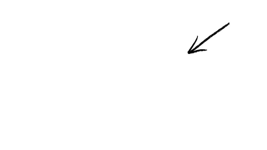 Black Hand Drawn Arrow Pointer Sign on White Background