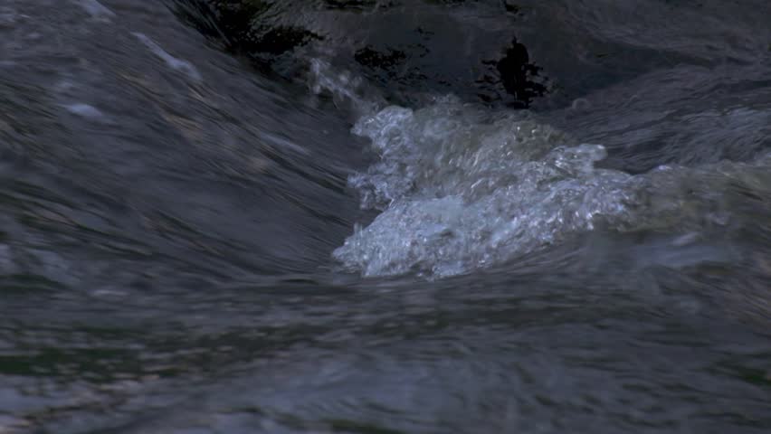 Close-up of rushing water in slow motion