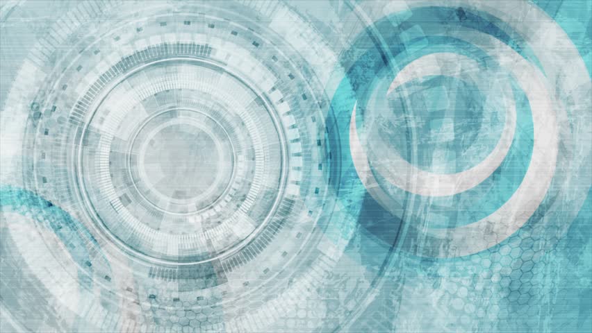 Blue and grey grunge hi-tech futuristic background with HUD gears design. Geometric abstract motion design. Seamless loop. Video animation Ultra HD 4K 3840x2160