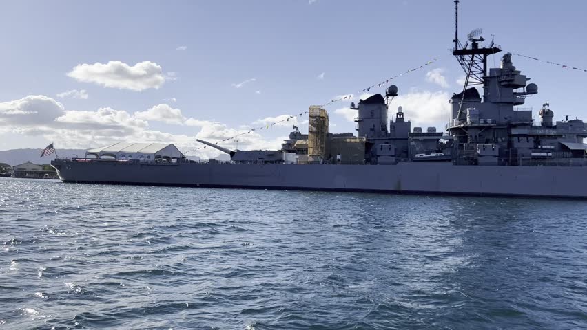 From in front of the USS Missouri.