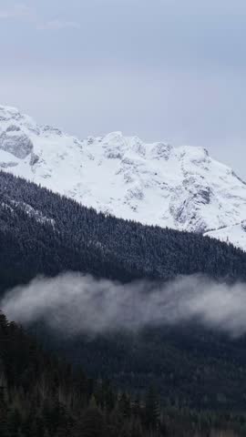 Winter Wonderland: Snow-Covered Mountains and Foggy Forests in British Columbia, Canada
