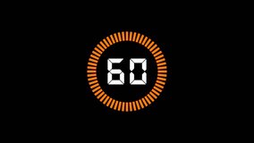 60 second countdown timer animation from 60 seconds to 0 seconds on a transparent background. - Powered by Shutterstock - Get 15% off with code: PIKWIZARD15
