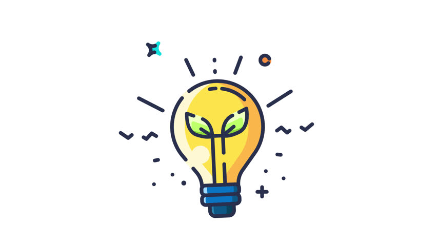 Eco-friendly lightbulb icon with green leaves inside representing renewable energy, sustainable innovation, and green technology concepts