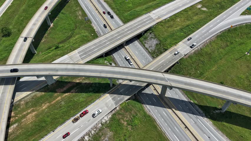 Highway Overpass Hyperlapse captured by drone in the Missouri Ozarks.