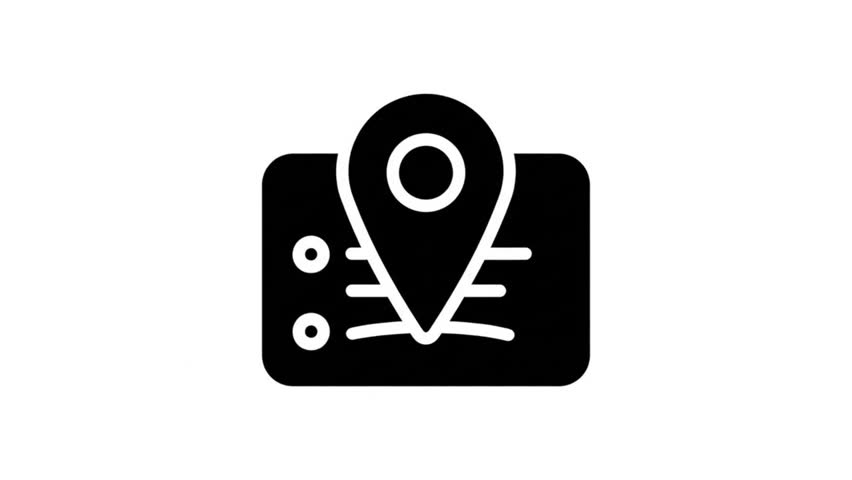Business Card Map Pin Location Address Contact Info Black Silhouette Animation