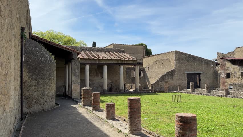 Ancient Roman Villa Ruins in the City of Herculaneum